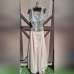 Camilla Gold and Ivory Beaded Prom Gown